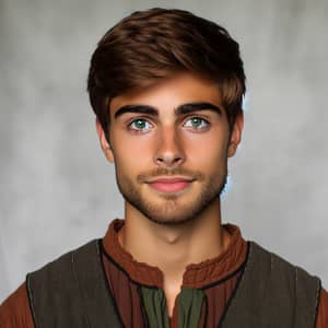 20-Year-Old Hispanic Male in Medieval Attire | Earthy Tone Clothing