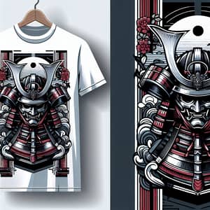 Samurai Theme T-Shirt Design in Black, Red & White