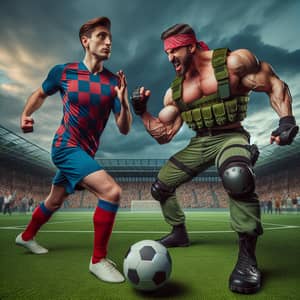 Thrilling Showdown: Soccer Pro vs. Muscular Challenger
