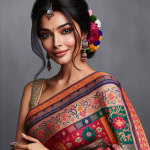Beautiful Girl in Saree: Traditional South Asian Attire
