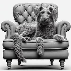 Vibrant Dog Illustration on Overstuffed Chair | Creative Art