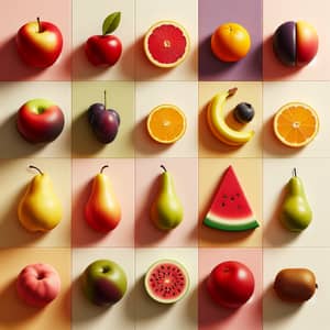 Colorful Fruits Display: Minimalistic Design Exquisite Collection