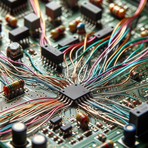 Intricately Wired PCB Board with Greenish Color | Electronic Components Layout