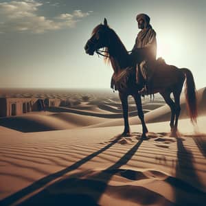 Middle-Eastern Man on Horse in Desert - Pre-Islamic & Islamic Era
