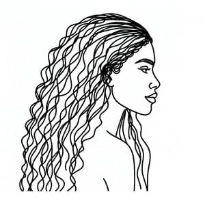 Young Afro-European Woman Line Drawing