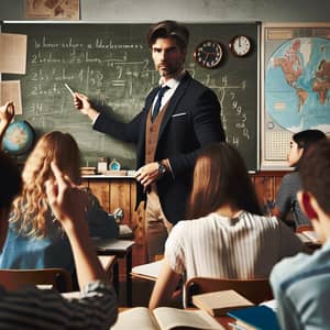 Diverse Classroom Scene: Dedicated Teacher Explaining Concept