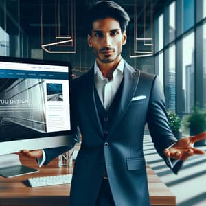 Professional South Asian Entrepreneur Showcasing Spectacular Website