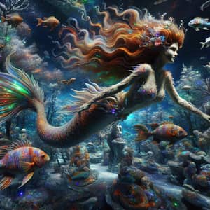 Enchanting Mermaid in Underwater Kingdom with Tropical Fish