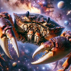 Celestial King Crab: Majestic Space Creature in Cosmic Scene