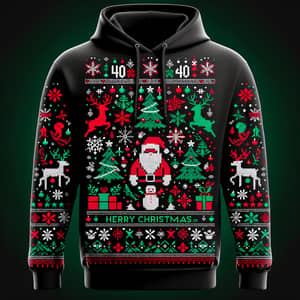 Festive Christmas Hoodie Design with Red, Green & Gold Elements