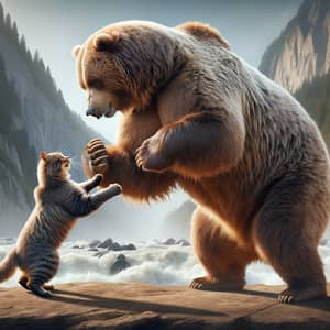 Muscular Cat vs Big Grizzly Bear: Surprising Victory