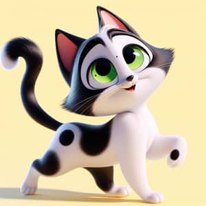 Charming Black and White Kitten Animation | Vibrant Visuals