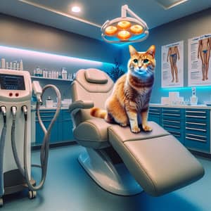 Professional Laser Hair Removal Studio with a Curious Feline Visitor