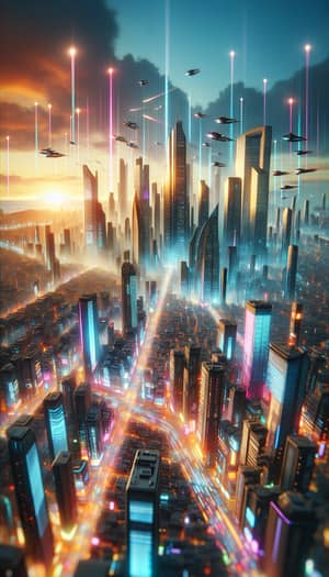 Futuristic Cyberpunk Cityscape Illustration