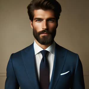 Professional Male Model in Royal Blue Suit | Pose & Expression