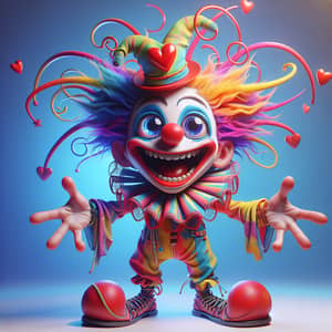 Mischievous Clown Character in Chaotic Outfit