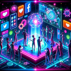 Futuristic Social Media Interconnectedness Artwork | Cyberpunk Style