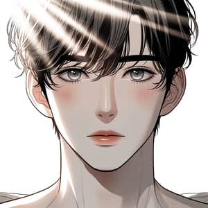 Handsome Young Korean Man in Manhwa Style Drawing