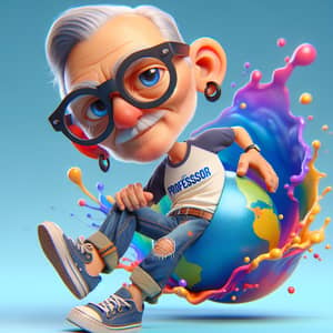 Realistic Elderly Brazilian Man 3D Illustration Emerging from Globe