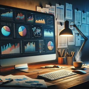 Data Analysis: Vibrant Graphs & Spreadsheets | Desk Setup