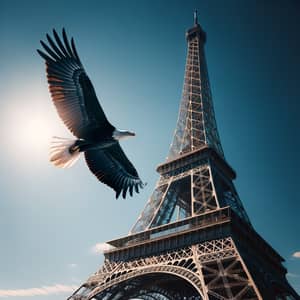 Eagle Soaring Over Eiffel Tower | Cityscape Harmony