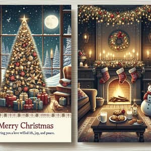 Festive Christmas Card Design | Peaceful Snowy Scene Inside and Out