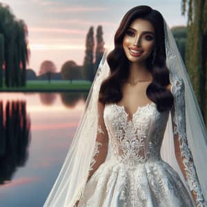 South Asian Bride in White Wedding Gown by Water | Special Day Joy