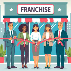 Exciting Franchise Store Opening with Diverse Group of People