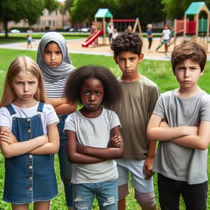 Diverse Children in Disagreement at Green Park Playground