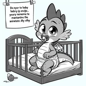 Spike Baby Dragon Sleeping in Crib | My Little Pony Style