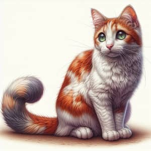 Adorable Cat Sitting Elegantly with Bright Orange and White Fur