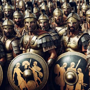 Ancient Greek Warriors in Bronze Armor - Courage and Determination
