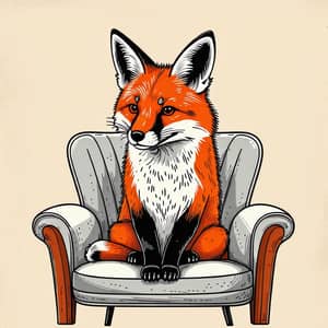 Minimalist Fox Doodle Drawing: Sitting in a Chair