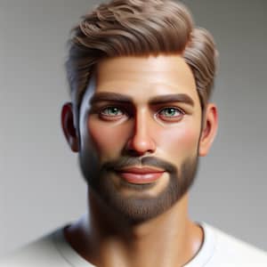 Realistic 30-Year-Old Caucasian Man with Blond Hair and Green Eyes