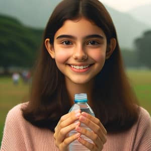 Colombian Girl Smiling with Water - Portrait Photo