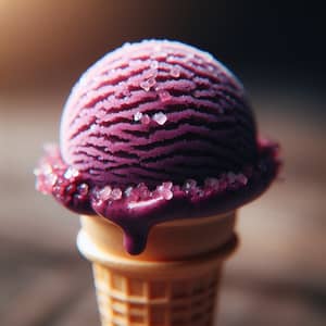 Delicious Acai-Flavored Ice Cream on Cone | Frozen Dessert Treat