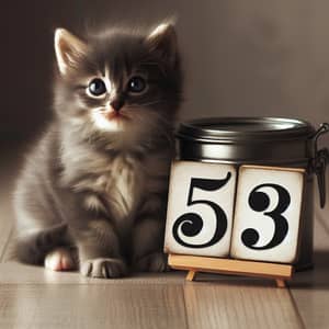 Adorable Kitten with Number '53' - Cute Pet Photo