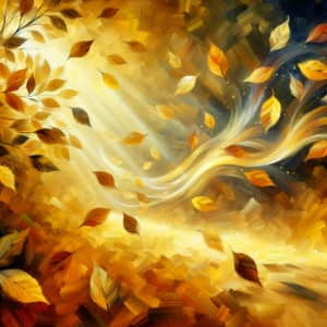Impressionistic Autumn Leaves Painting - Warm Yellows and Browns