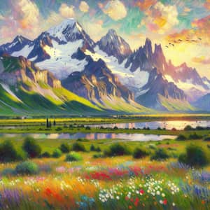 Majestic Mountain Landscape Painting | Impressionist Art