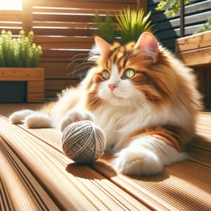 Lush Orange and White Cat Relaxing on Sunny Deck | Cats Life