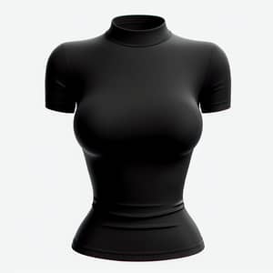 Black Cotton Short Sleeve Top | Body-Hugging Fit