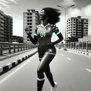 Athletic Black Woman in Burkina's National Football Jersey | Urban Portrait