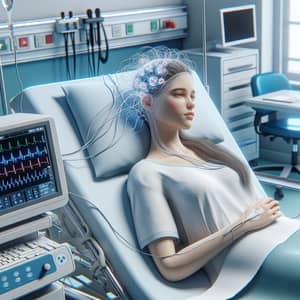 Young Female Patient in Hospital Bed | Clinical Neurology Testing