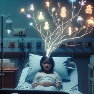 Young South Asian Girl's Ethereal Childhood Memories in Hospital Room