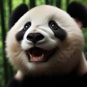 Joyful Panda Face | Serene Bamboo Forest