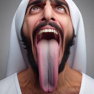 Middle Eastern Man with Unusually Long Tongue | Portrait