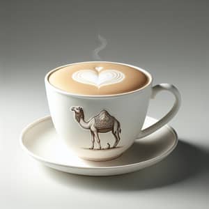 White Cappuccino Cup with Camel and Heart Shape