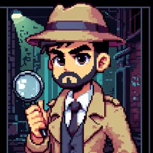 Cute Pixel Art Sprite of a 24-Year-Old Male Middle-Eastern Detective