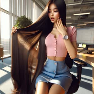 Ethereal Long Hair Teen Girl | Asian Descent