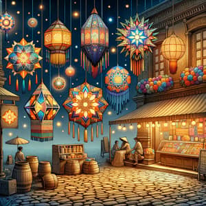 Festive Parol Lanterns Illuminate Old-Fashioned Town Square